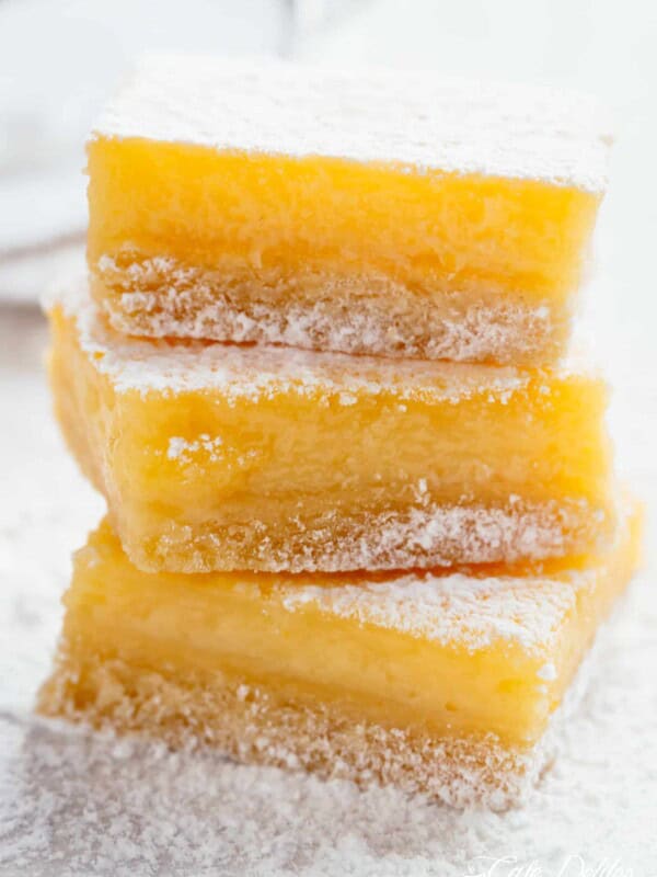 101 calorie Lightened Up Lemon Bars on a tray