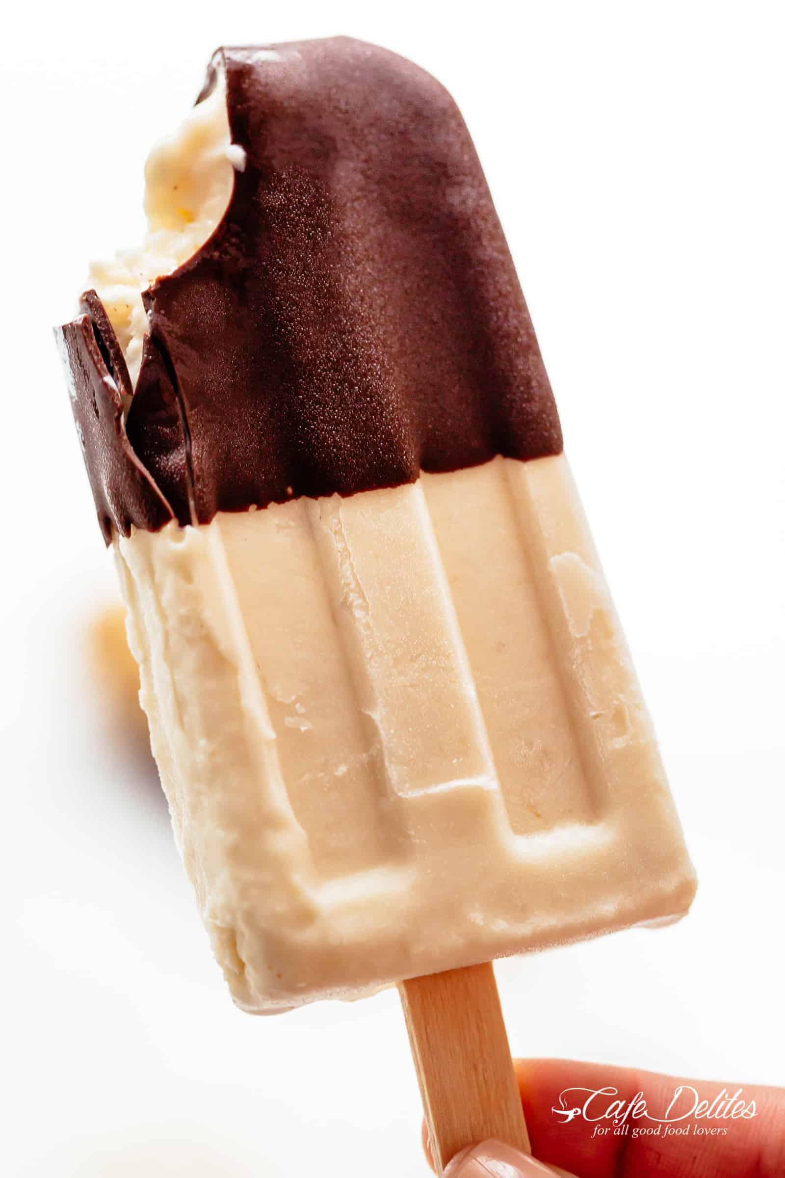 Creamy chocolate covered Banana Popsicles with hint of peanut butter and vanilla make thes Banana Popsicles