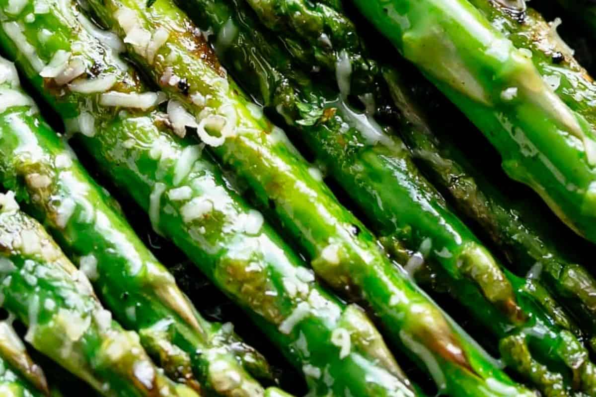 Grill the asparagus another 3 to 4 minutes. Then add parmesan on top of the grilled asparagus. - 6