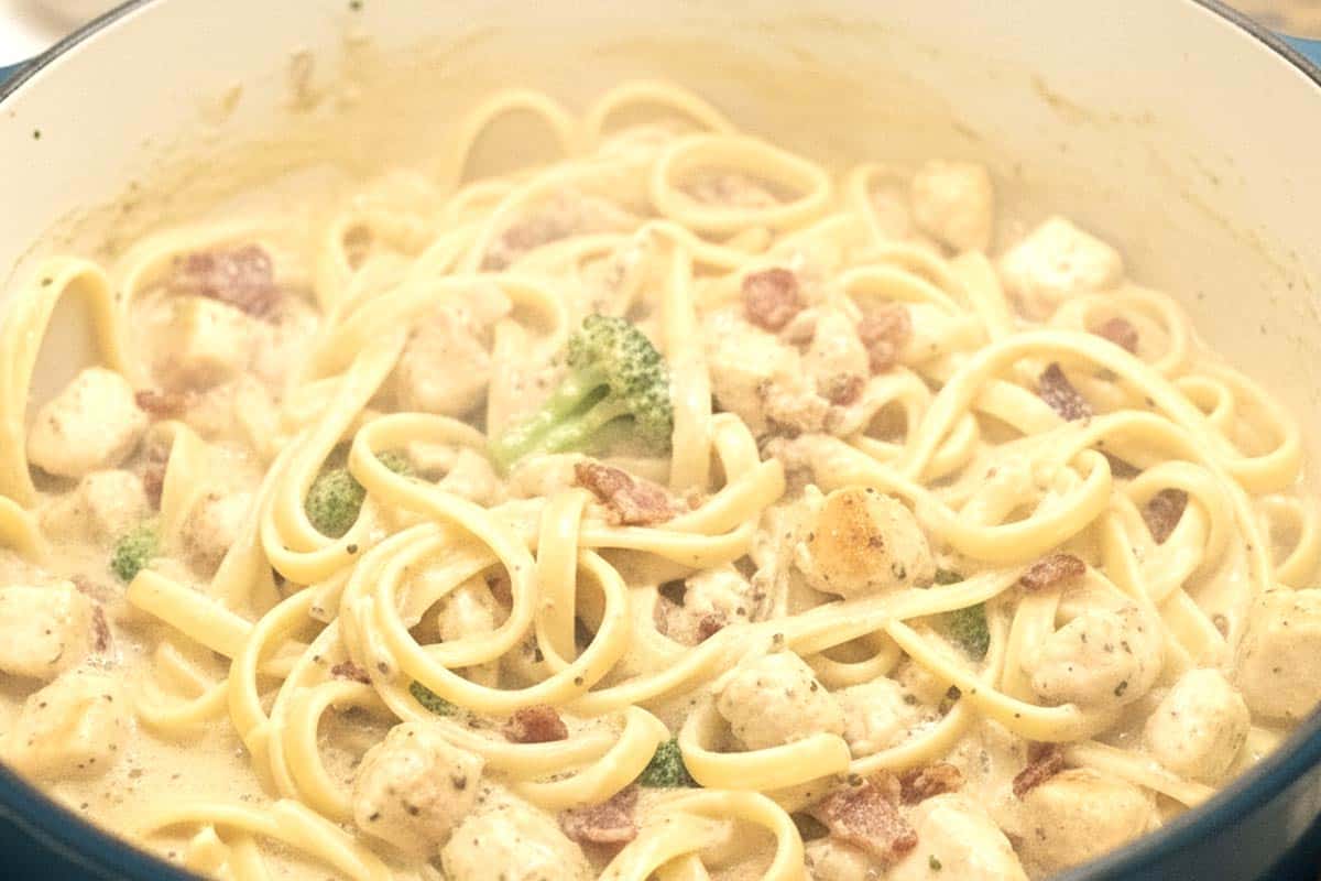 Cooking until the pasta is al dente.