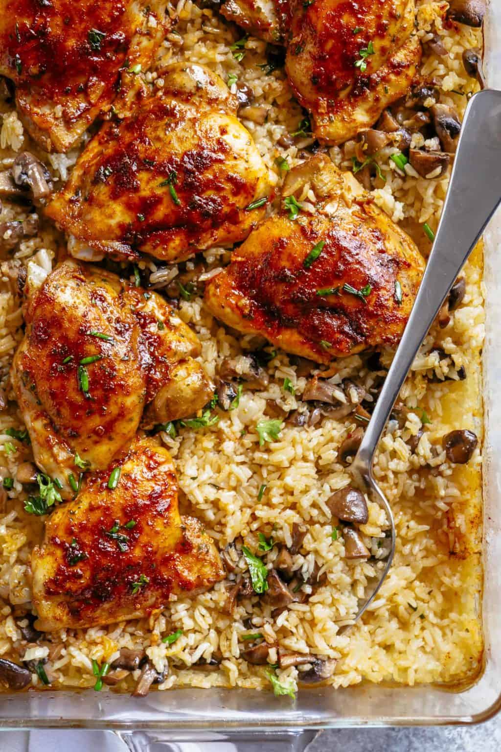 Oven Baked Chicken And Rice - Cafe Delites