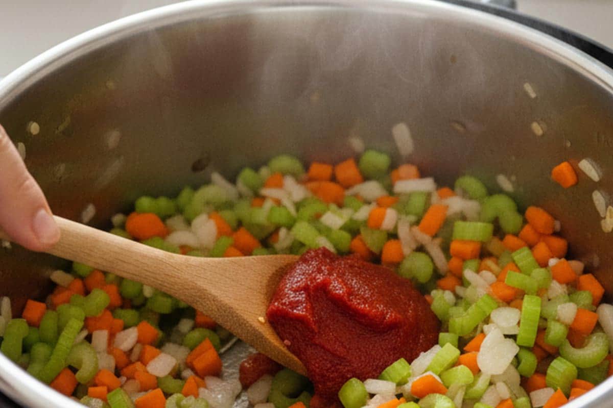 Added the tomato paste.