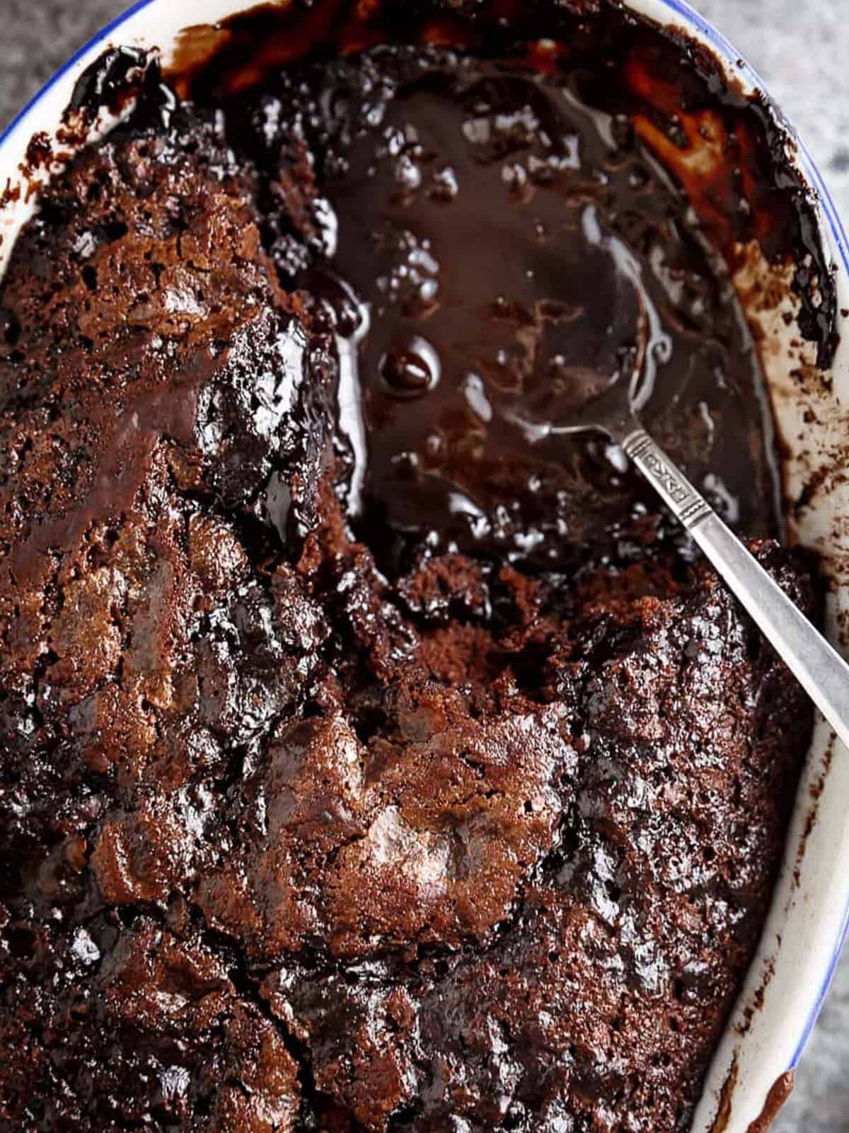 Hot Fudge Chocolate Pudding Cake is a rich chocolate fudge sauce forms underneath a layer of chocolate cake while baking, by itself!