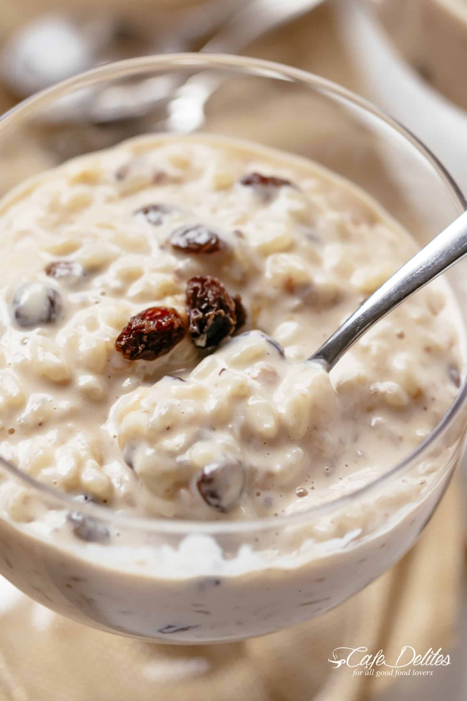 Rice Pudding in a glass bowl