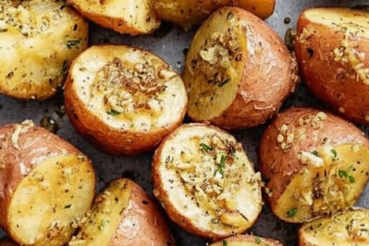 Spread coated potatoes out in a single layer on your baking sheet. Bake for 45–50 minutes