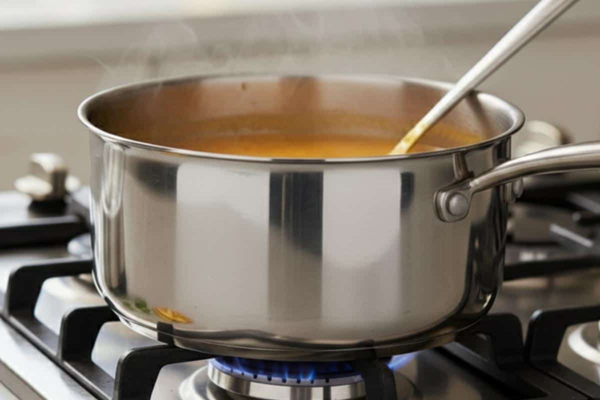 Transferred the soup to a pot.