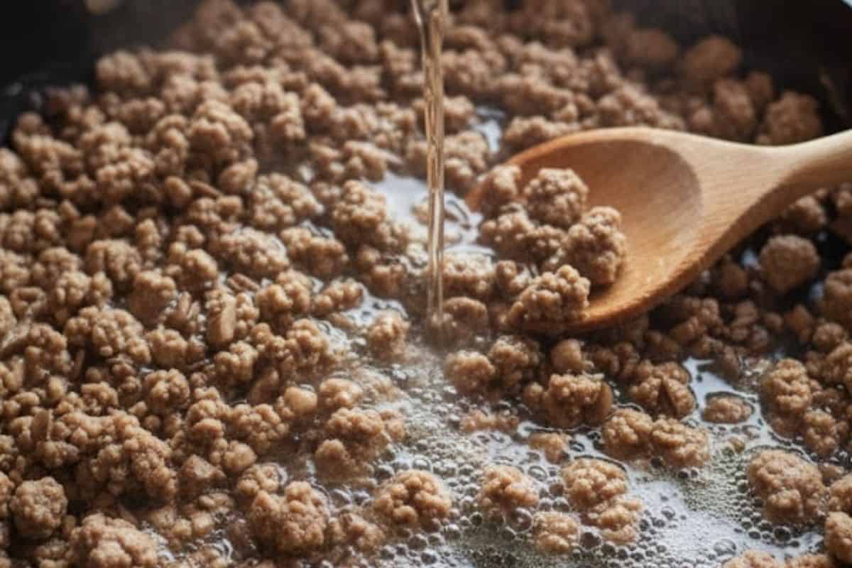 Pour in the wine and cook until it reduces by half