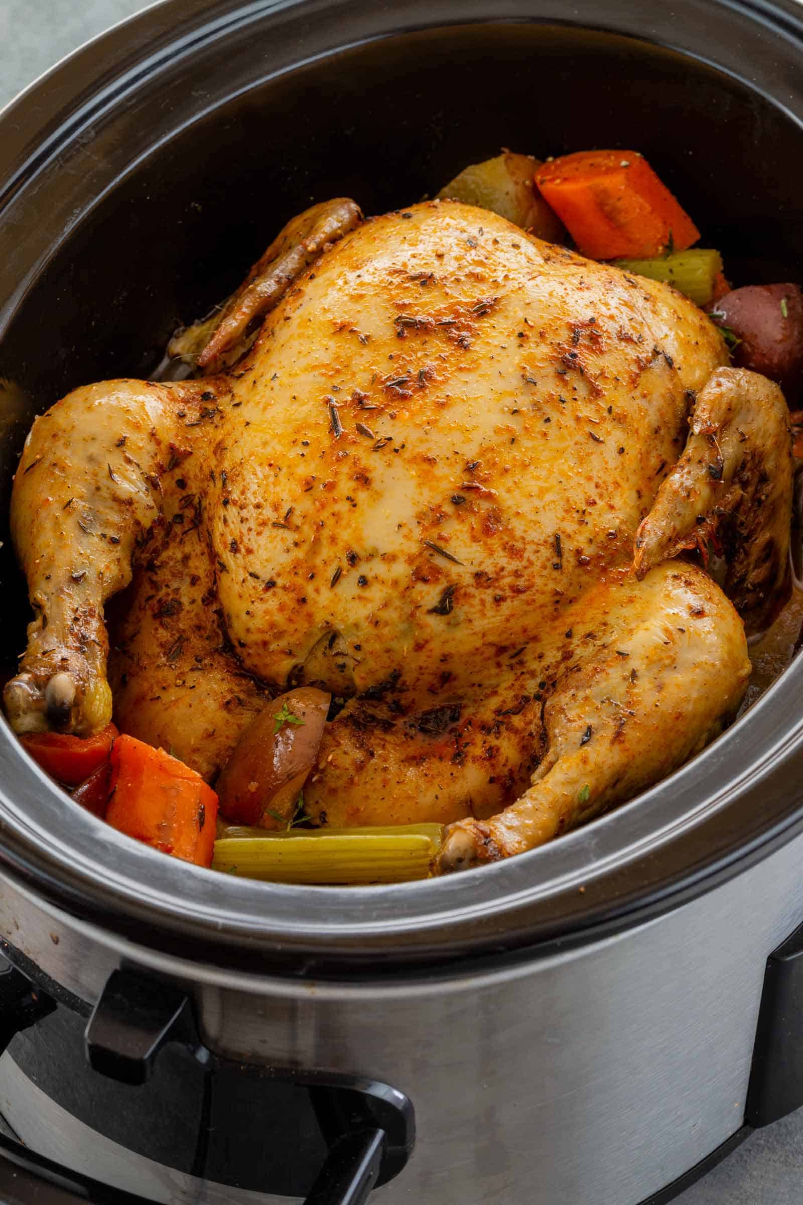 BEST Slow Cooker Whole Chicken - Rotisserie Style