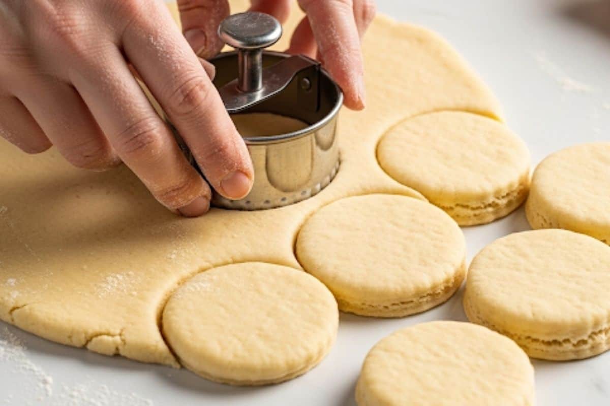 Using a biscuit cutter, cut straight down without twisting. 