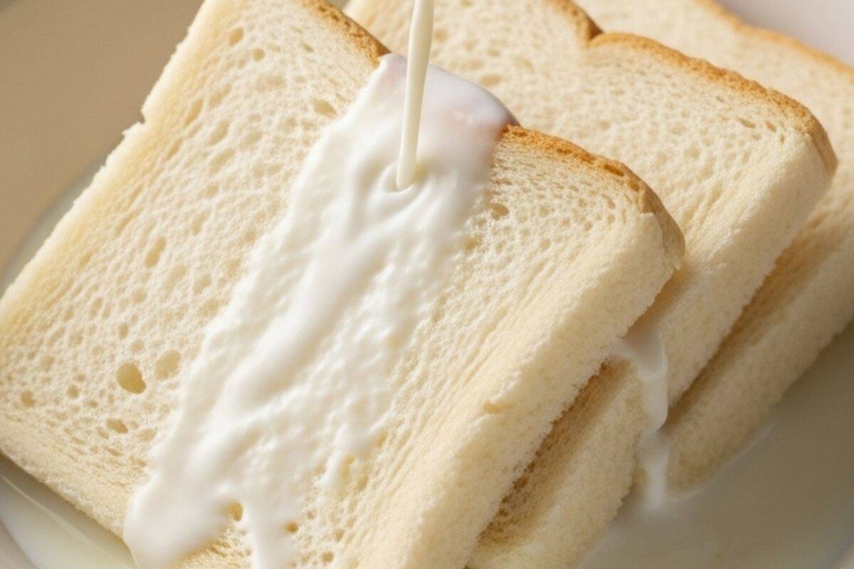 Combine the bread and milk in a large bowl.