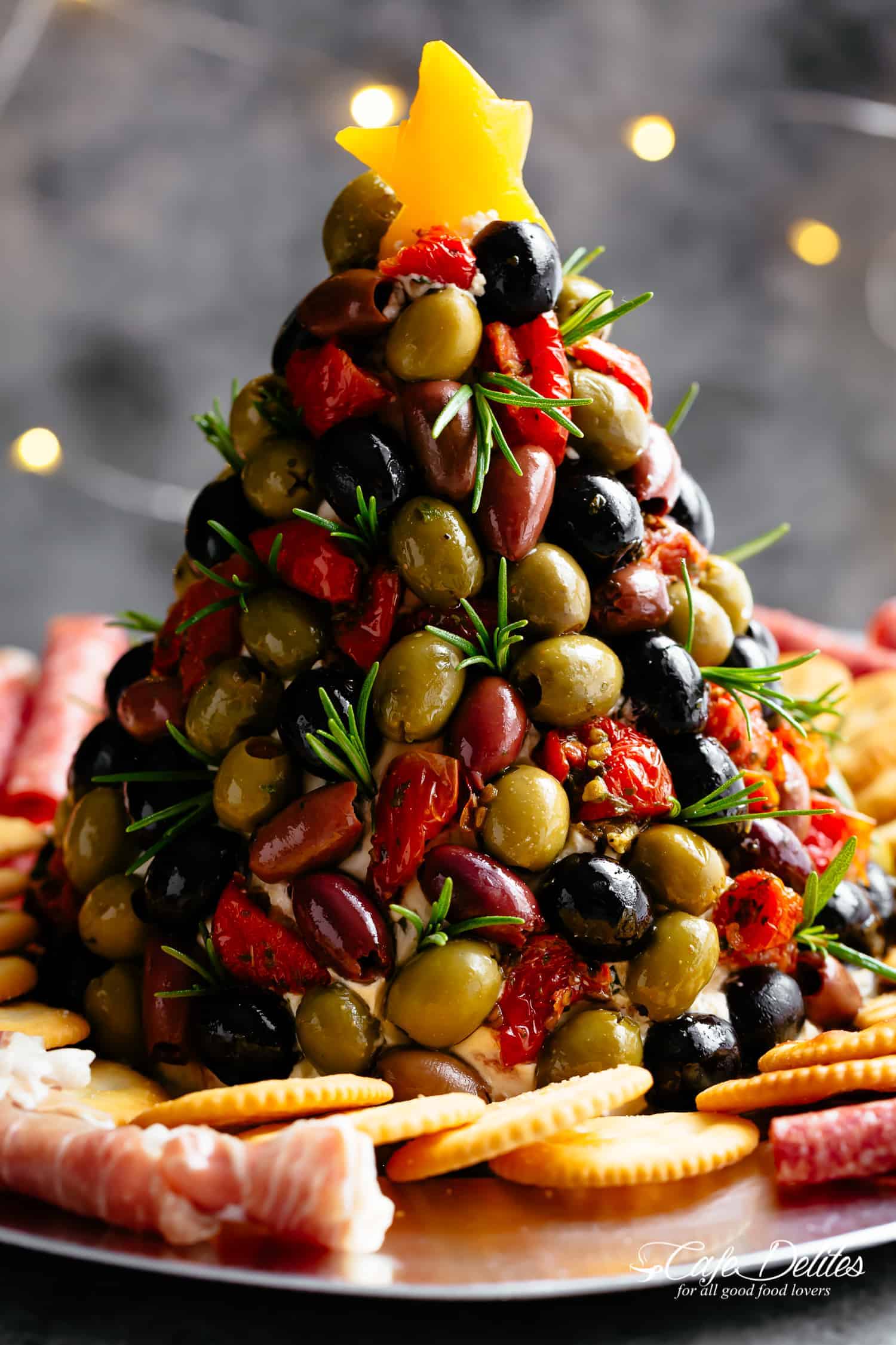 Antipasto Cheese Ball Christmas Tree Cafe Delites