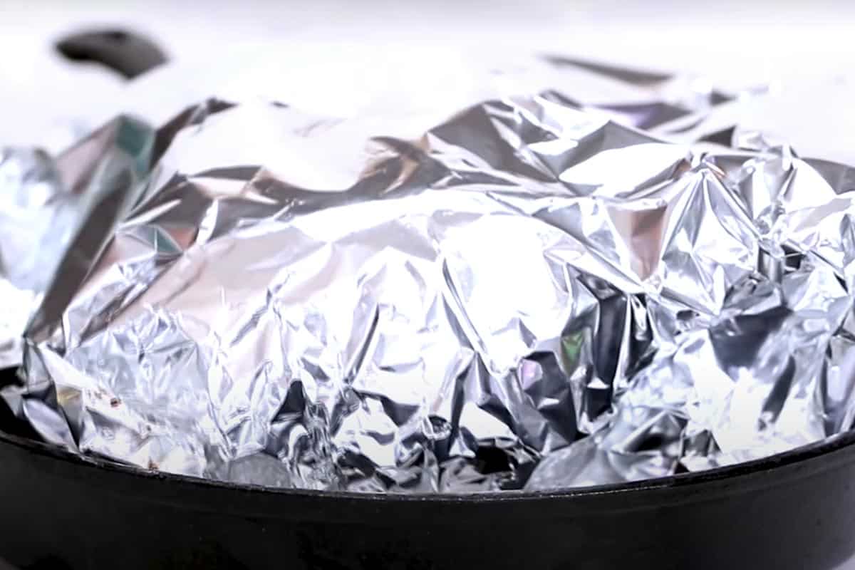 Roast covered with foil.