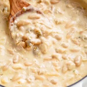 Creamy White Turkey Chili in a bowl