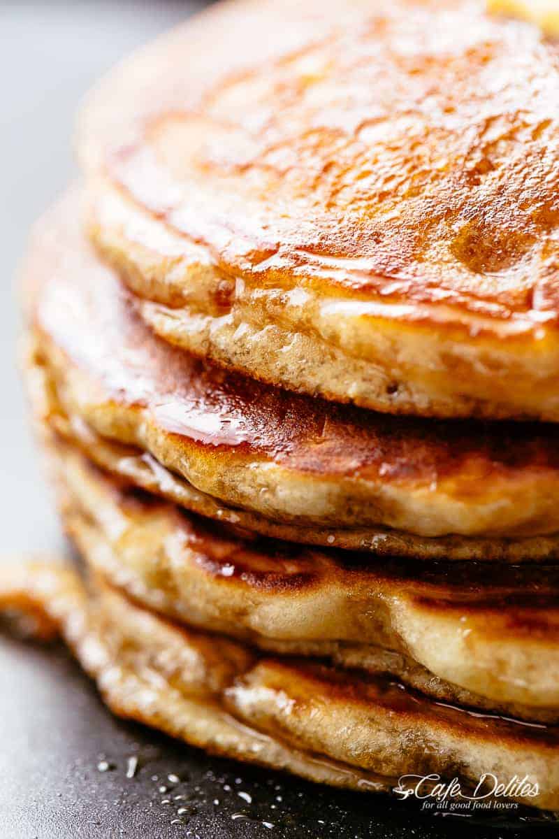 Buttermilk Pancakes are light, soft and fluffy with the perfect balance of sweet, salty and tang | cafedelites.com