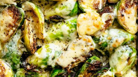 Cheesy Garlic Roasted Brussels Sprouts Cafe Delites