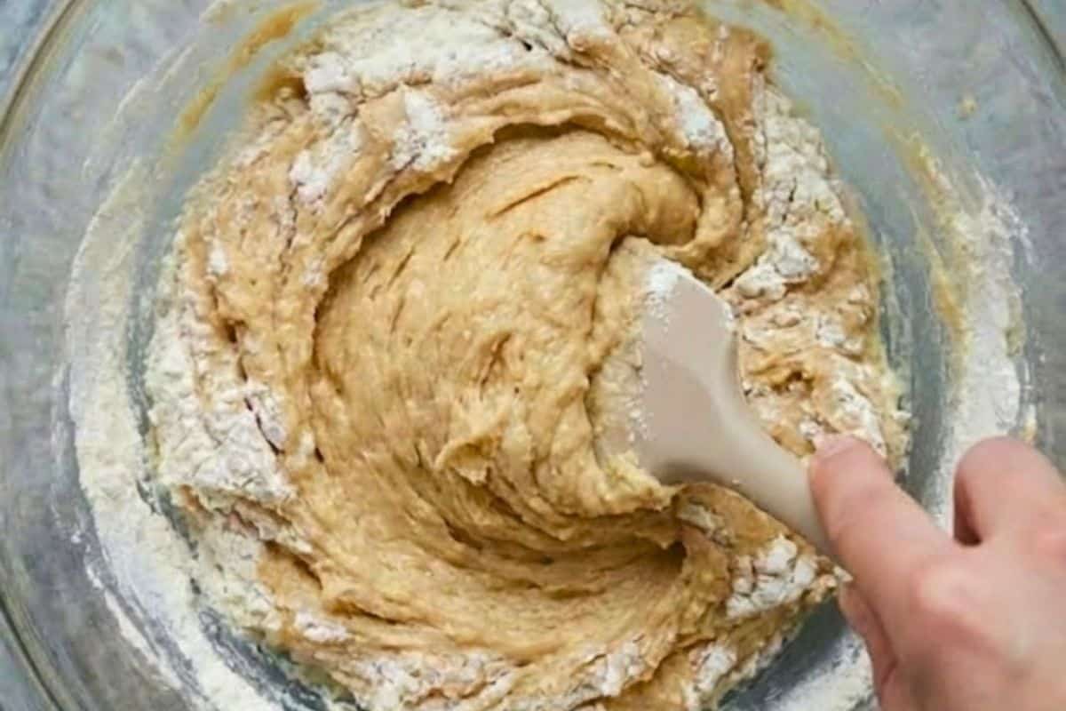 Stir in flour, baking soda, and salt until incorporated. Add flour one tablespoon at a time