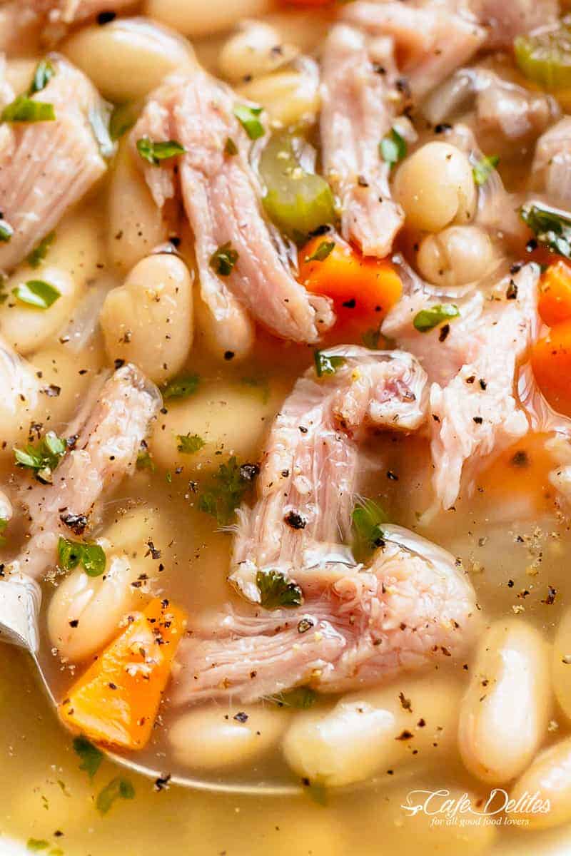 Ham Bean Soup with navy beans and leftover ham | cafedelites.com