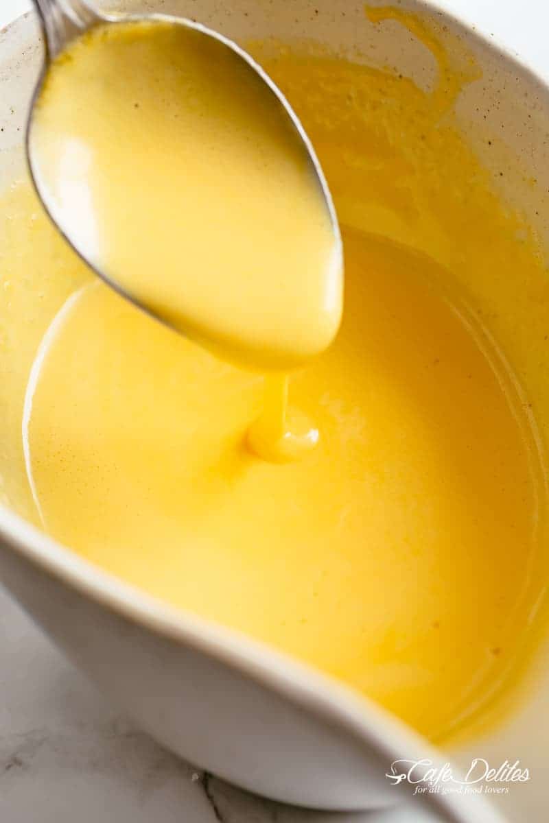 An easy to make Hollandaise sauce to serve over poached eggs Hollandaise Sauce