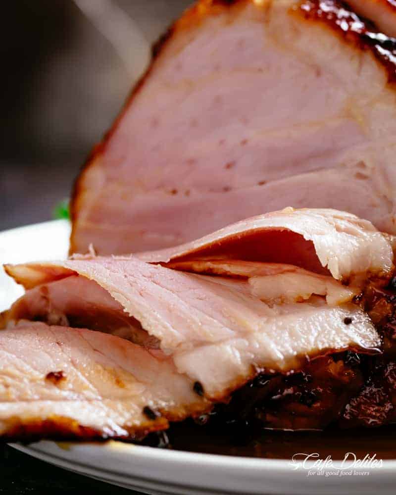 Honey Baked Ham is juicy on the inside with crispy, charred, sticky edges | cafedelites.com