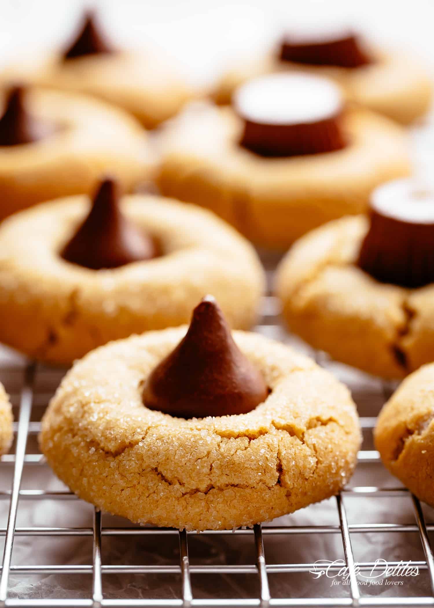 Peanut Butter Blossoms (Hershey Kiss Cookies) are the best, soft and buttery, melt in your mouth Christmas cookies!