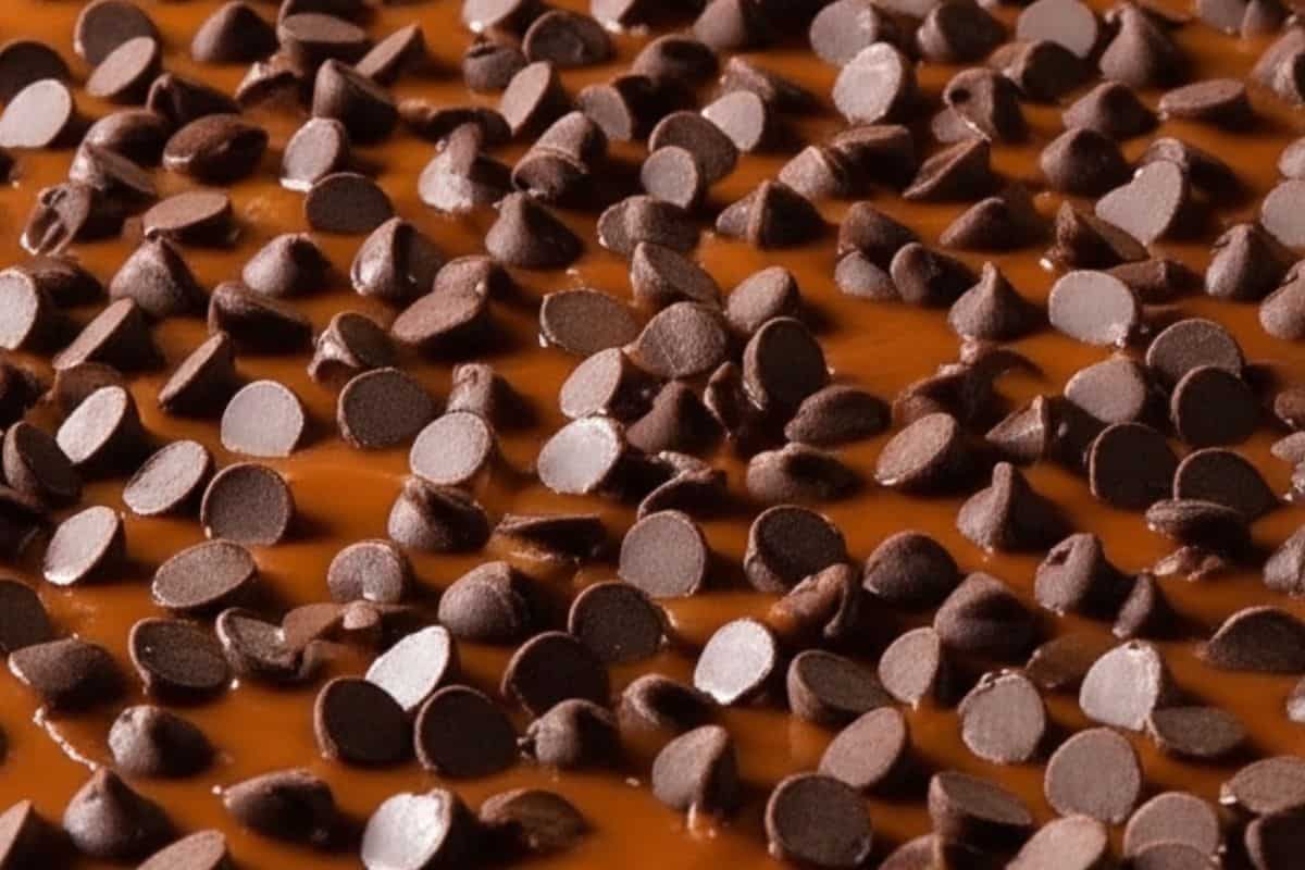 After baking the toffee, sprinkle chocolate chips over the top and return to the one for 2 minutes.