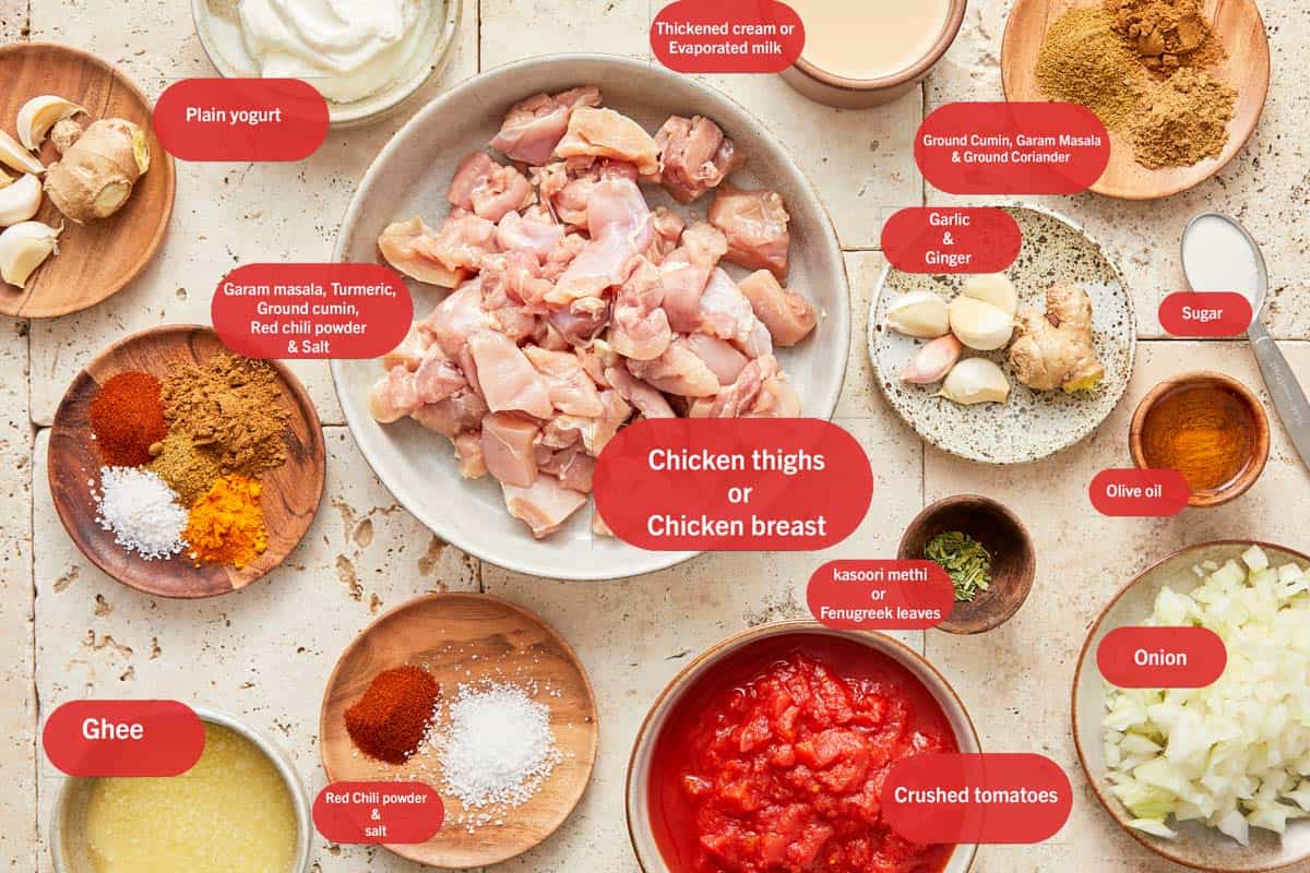 Ingredients for the recipe, labeled.