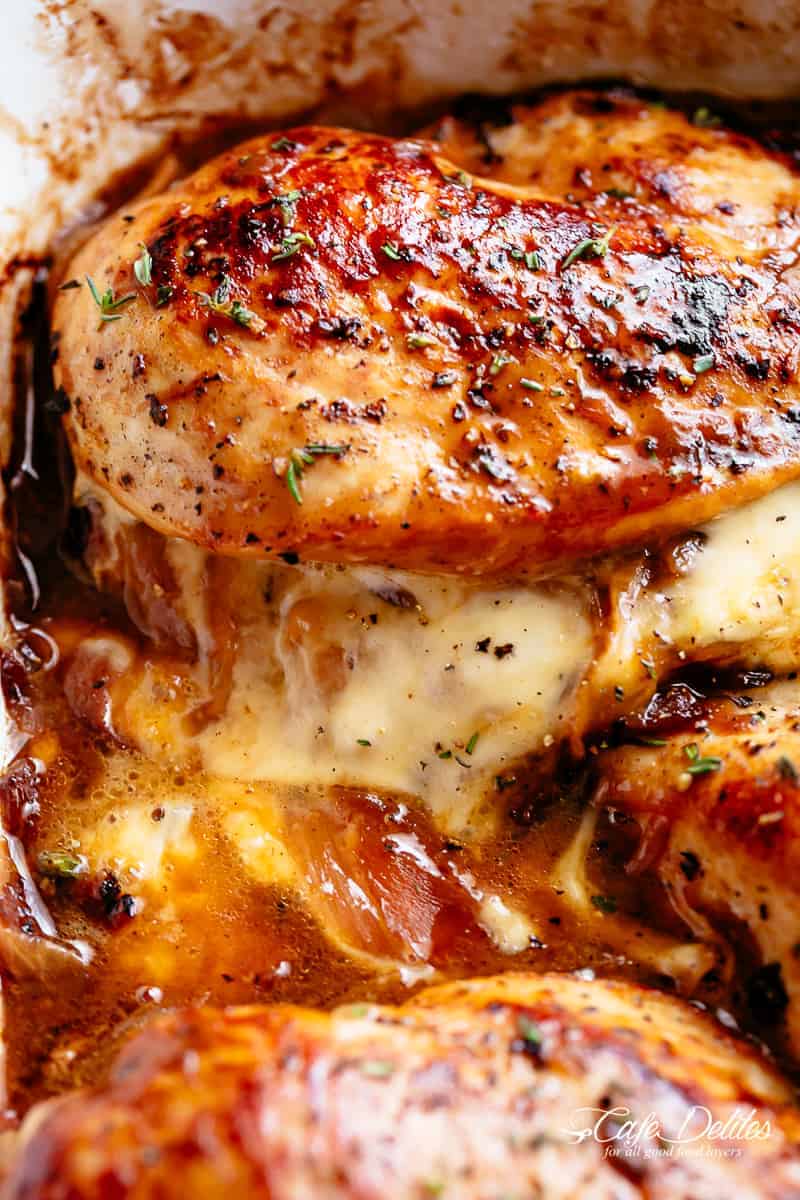 French Onion Stuffed Chicken - Cafe Delites