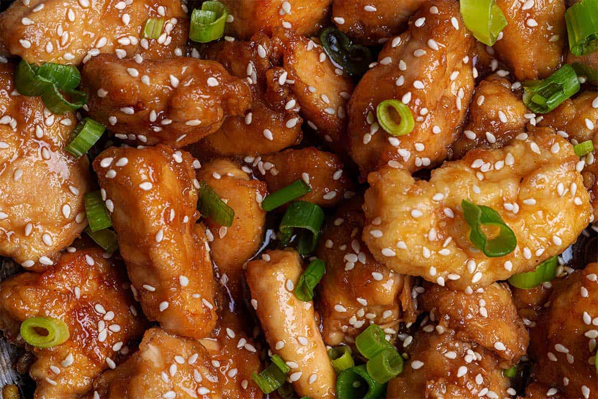 finished chinese lemon chicken extremely close up
