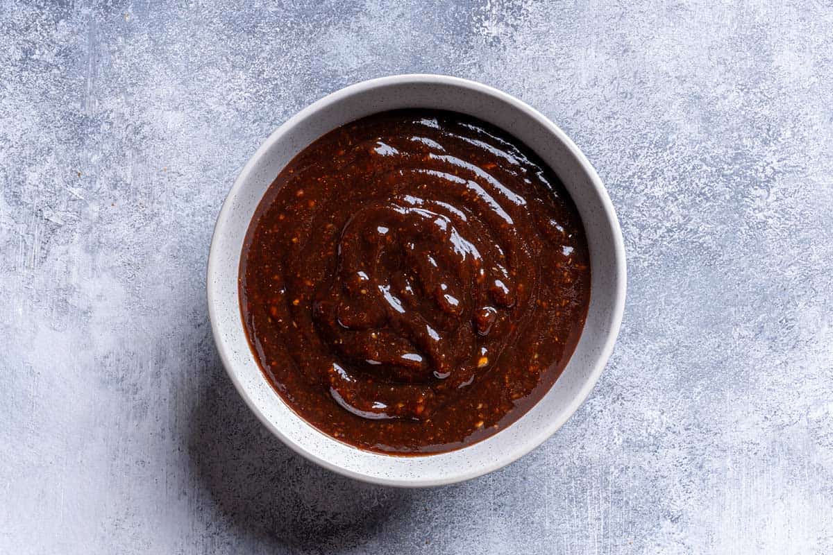 barbecue sauce mixture in white bowl