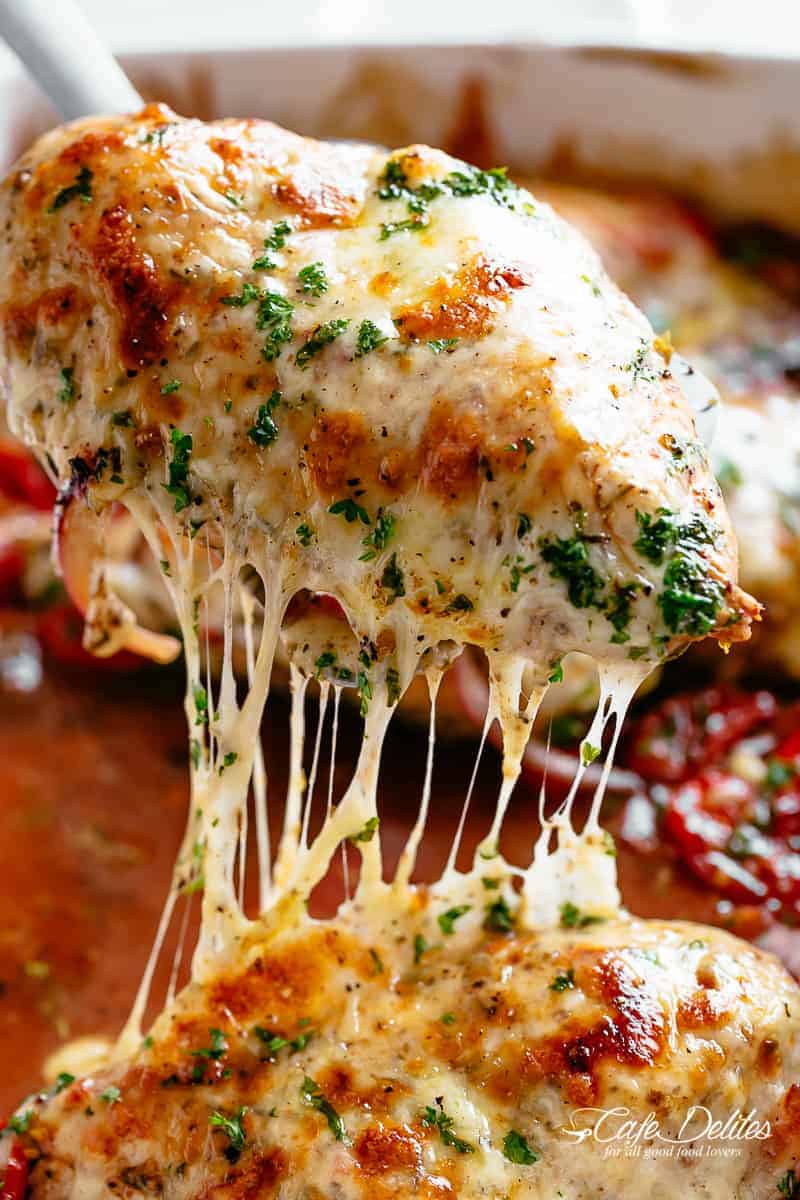Balsamic Baked Chicken Breast With Mozzarella Cheese - Cafe Delites