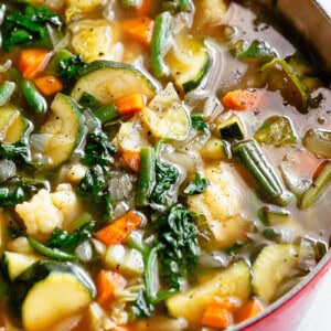 Top view of  Vegetable Soup Low Carb Diet in a bowl
