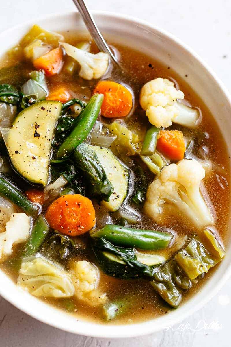 Vegetable soup in a bowl. 