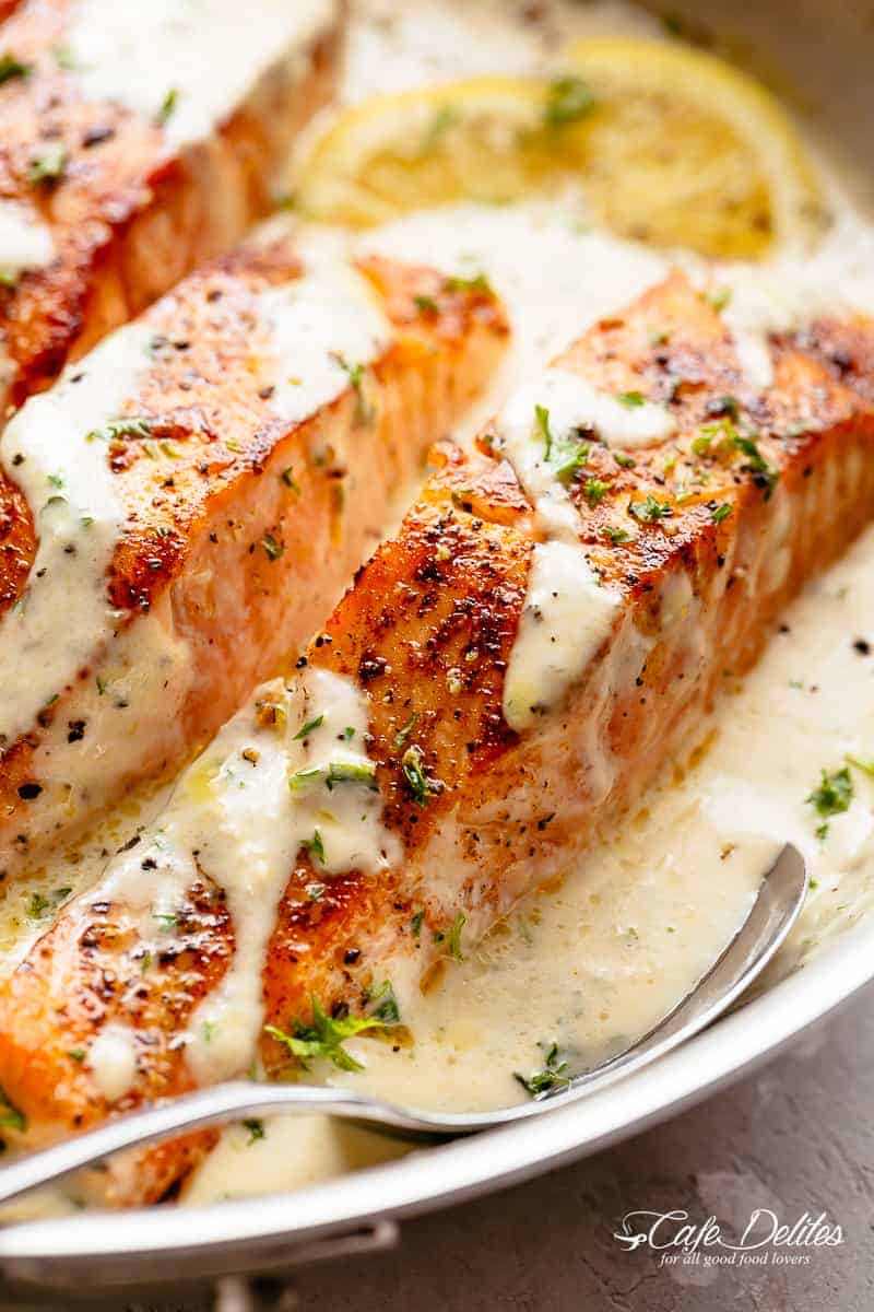 How To Cook Salmon In A Mouthwatering Garlic Butter Cream Sauce Creamy Garlic Butter Salmon