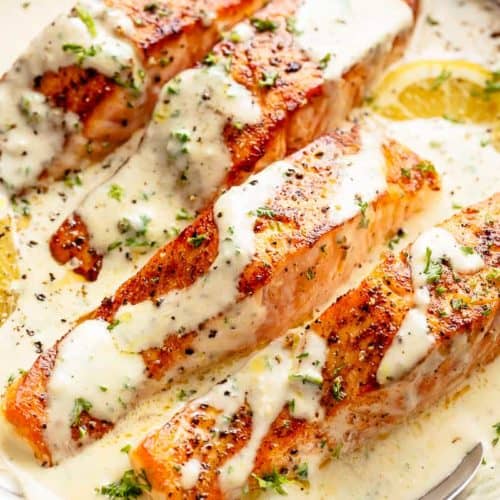 How To Cook Salmon In A Mouthwatering Garlic Butter Cream Sauce Creamy Garlic Butter Salmon