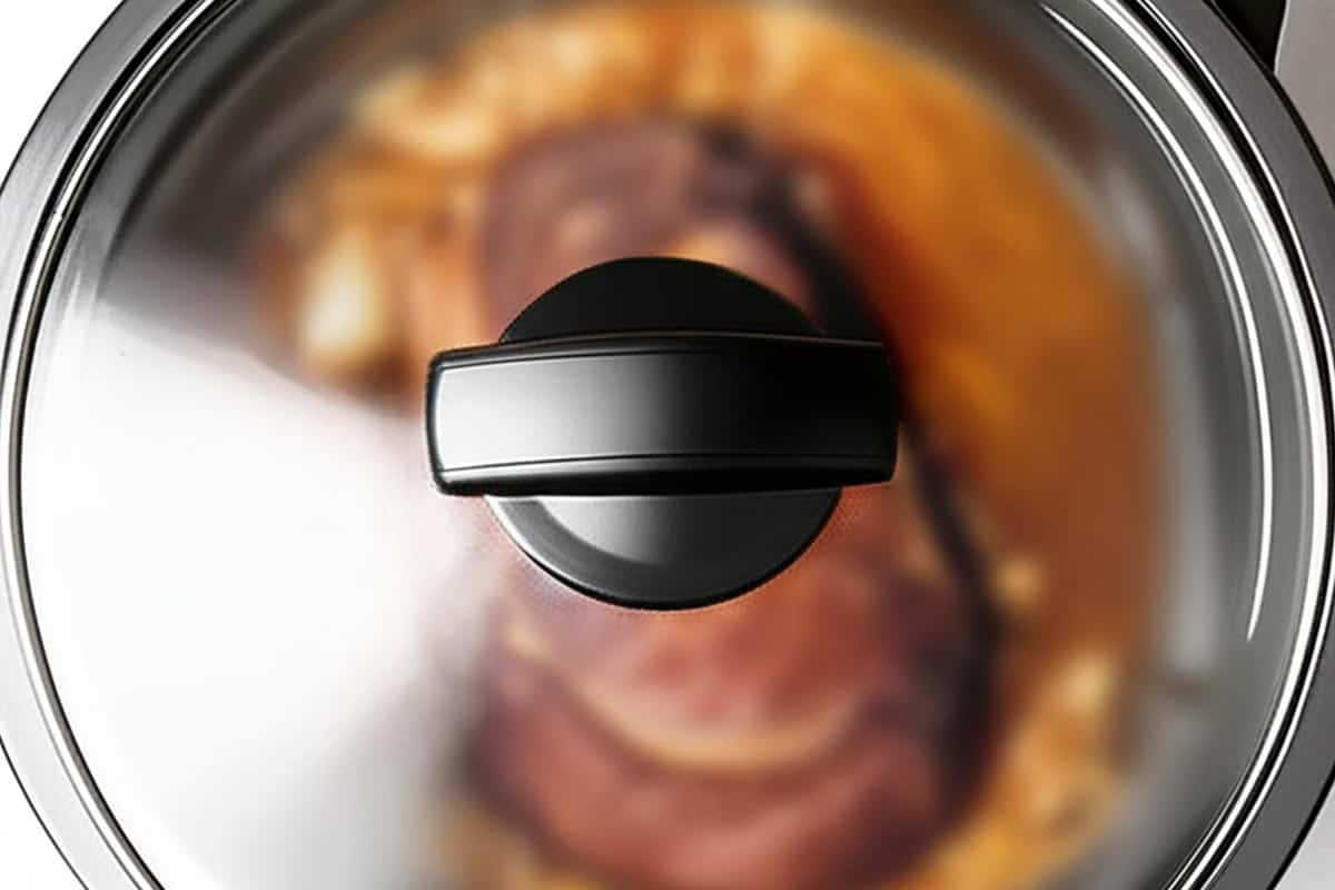 Slow cooker with lid.