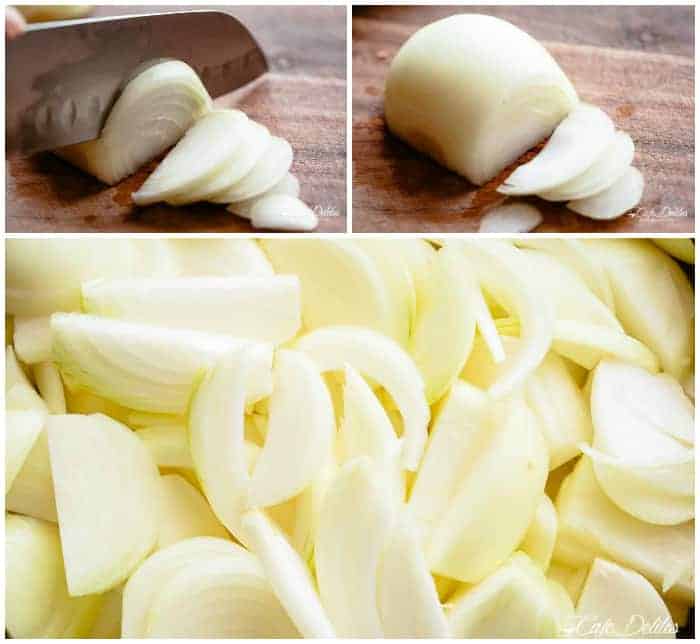 How to cut onions for French onion soup | cafedelites.com