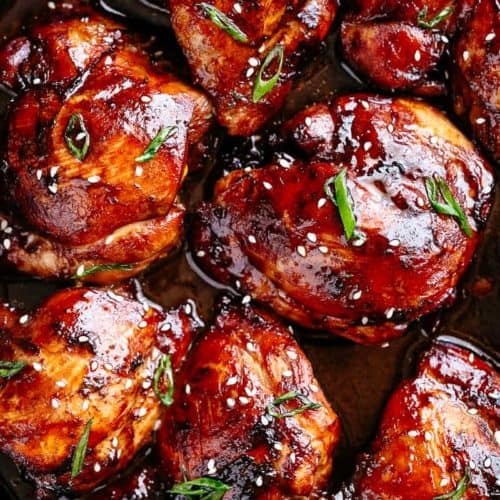 Tender and juicy Honey Soy Baked Chicken Thighs are quick to throw together with only a fe Honey Soy Baked Chicken Thighs