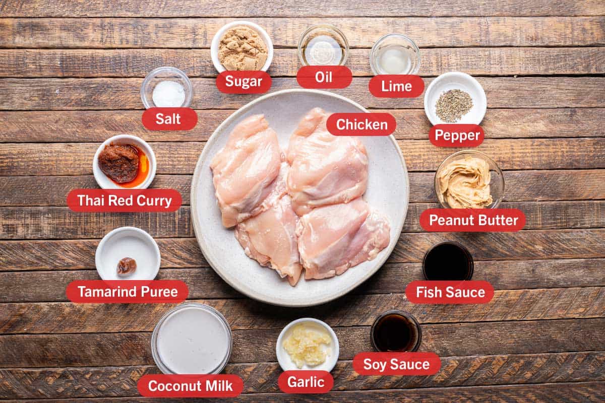 Ingredients is separated bowls in a wood surface.