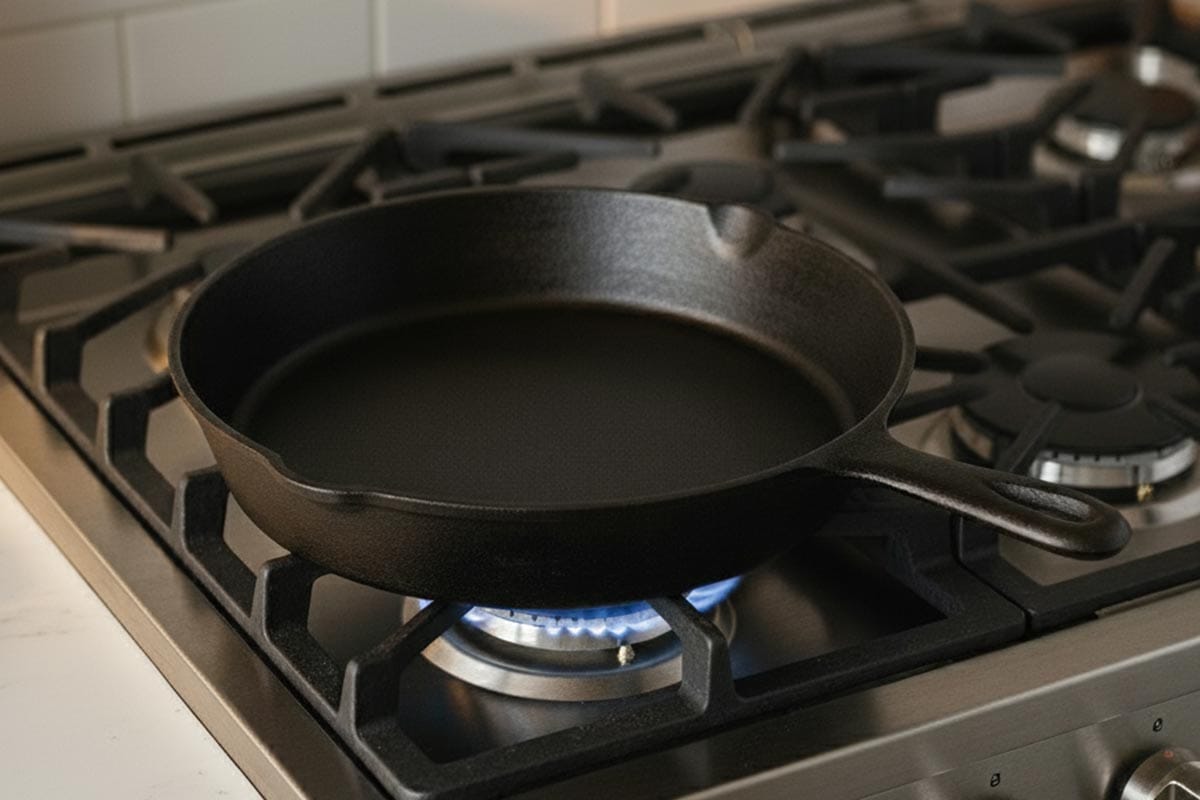Placed the pan on the stove.