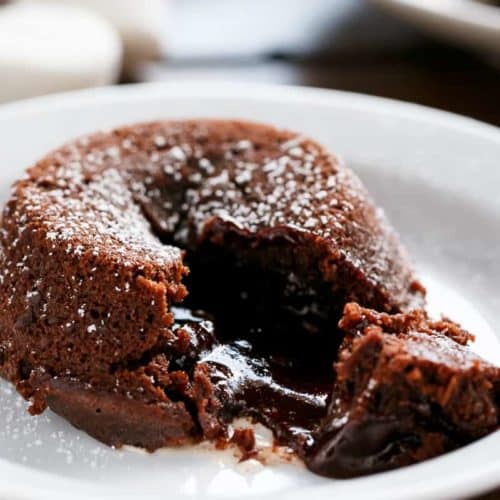 Chocolate Molten Lava Cakes with melted gooey marshmallow in the centre Chocolate Lava Cakes