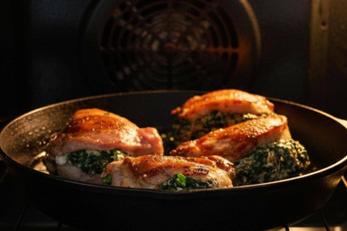Baking the chops in the oven.