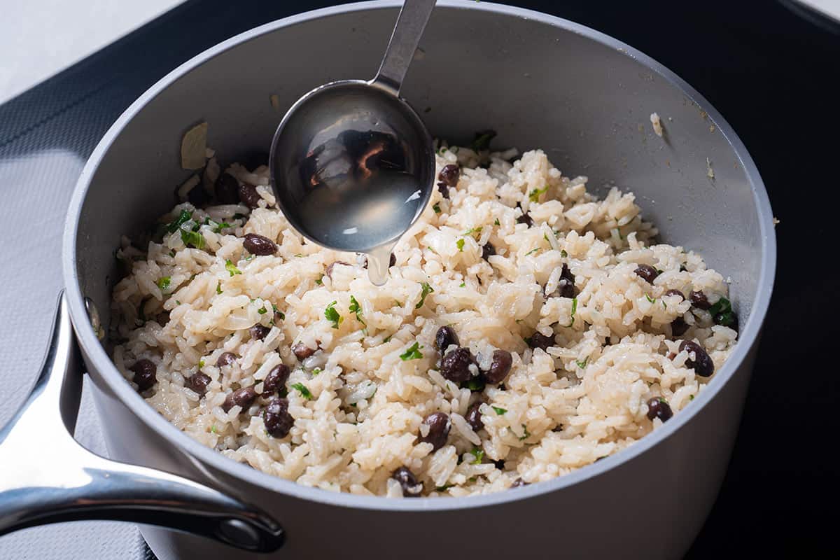 finished Black Beans & Rice inside the pot