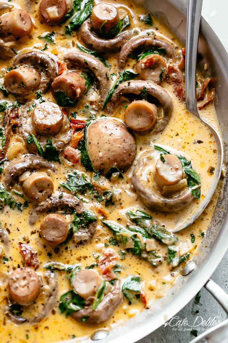 Creamy Garlic Butter Tuscan Mushrooms   Cafe Delites