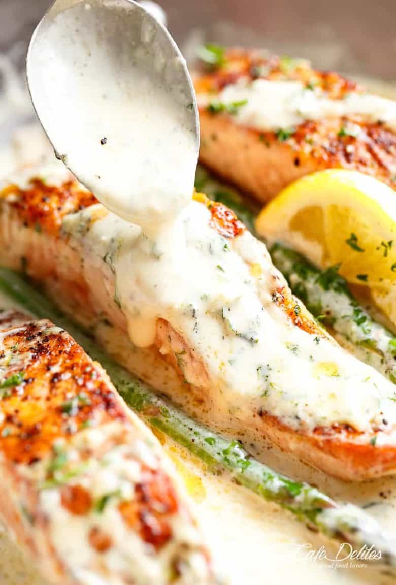 Salmon with a creamy Dijon sauce is a deliciously foolproof recipe | cafedelites.com