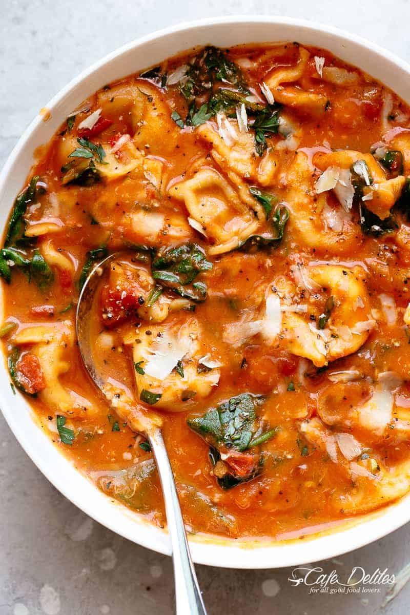 Creamy Tomato Spinach Tortellini Soup Recipe Bryont Blog