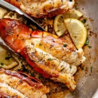 Stove Top Garlic Butter Seared Lobster Tails | cafedelites.com
