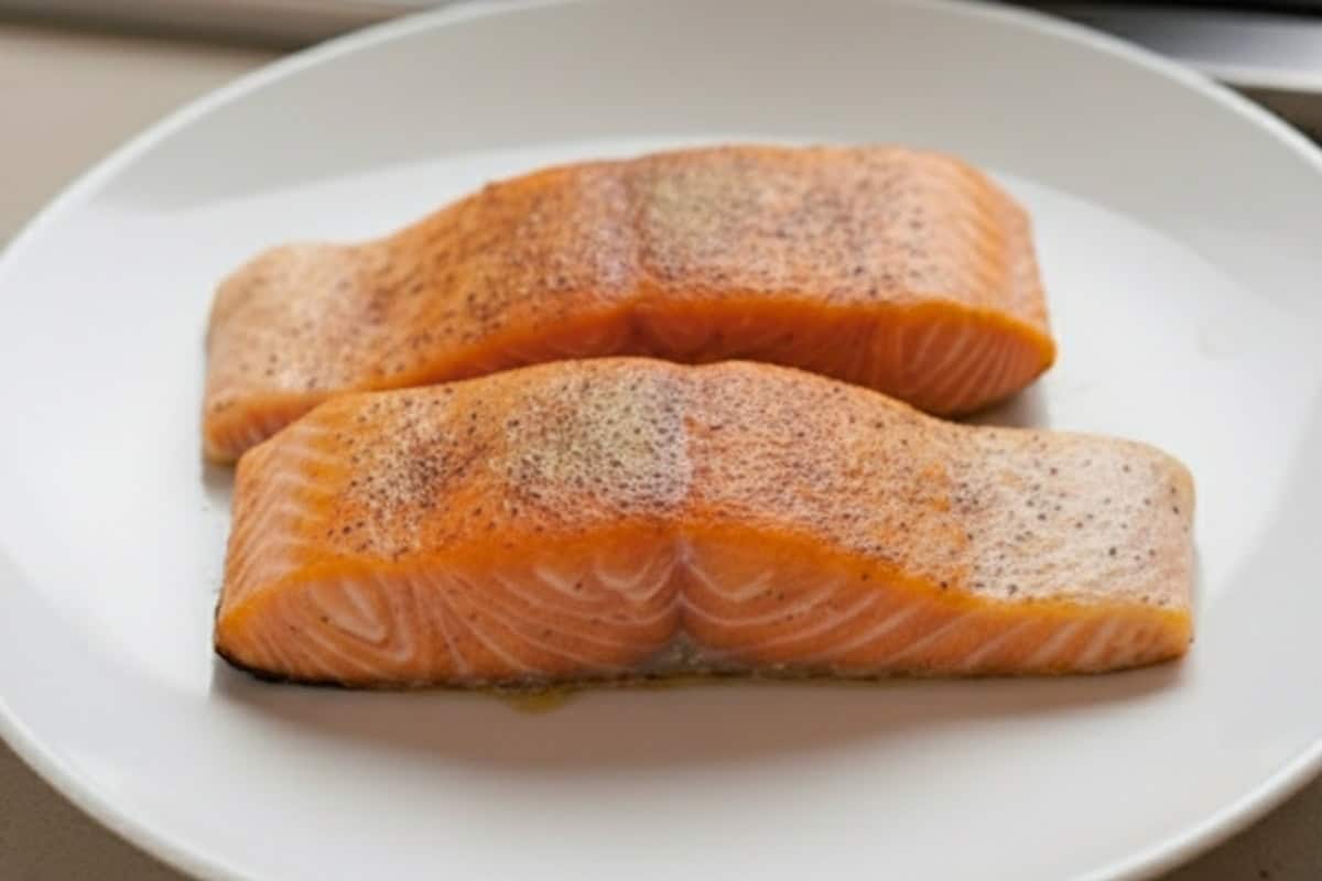 Transfer the salmon to a plate once cooked through, keeping all the flavorful juices in the pan.