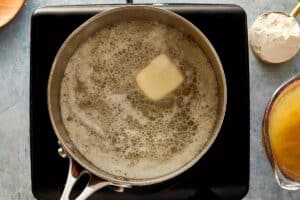 Butter melting in saucepan to start gravy base
