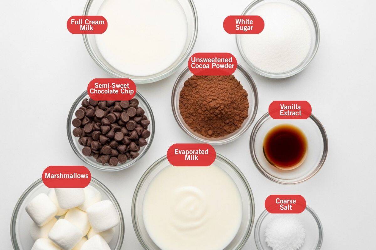 ingredients for slow cooker hot chocolate