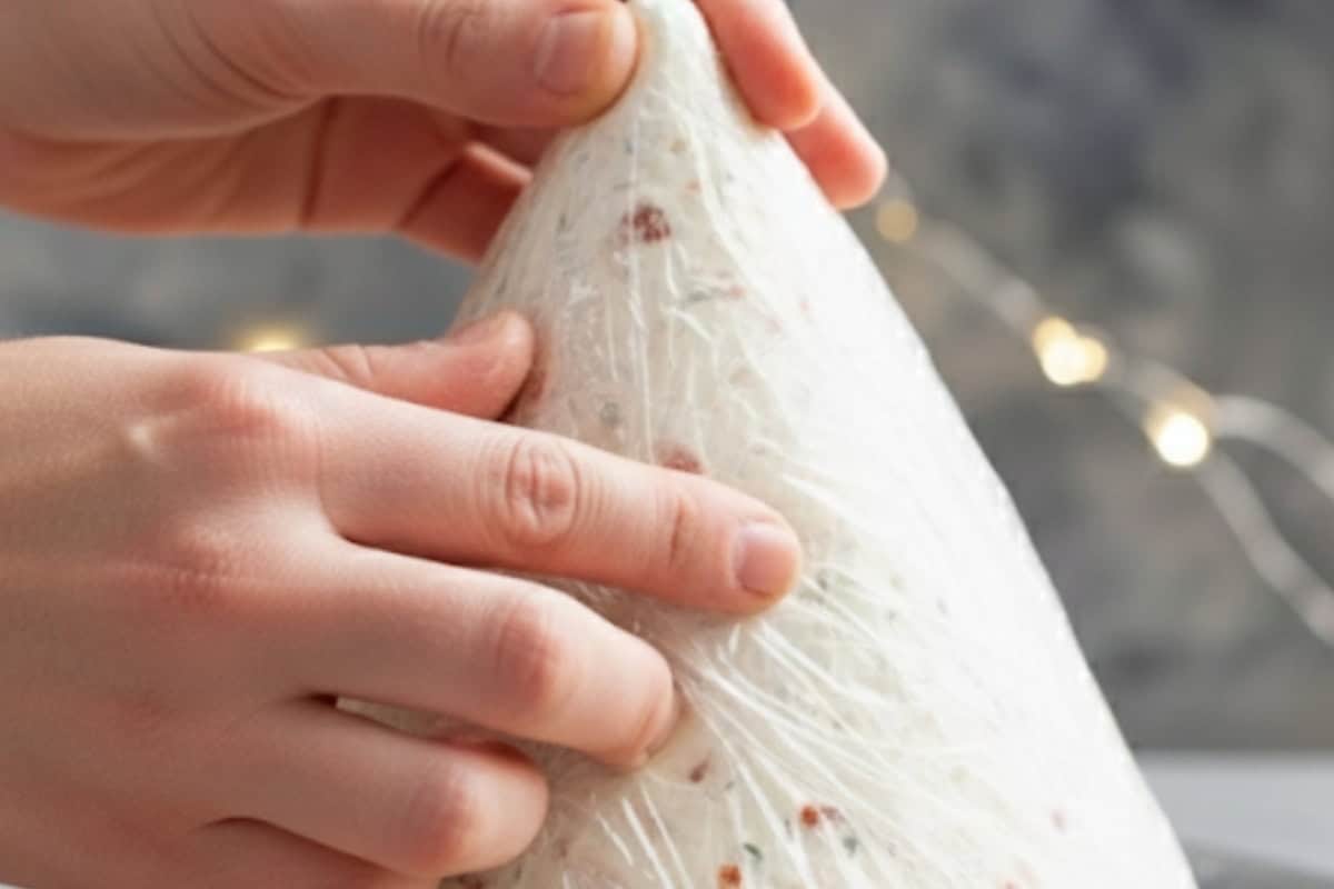 Using your hands, mold into a cone that resembles a Christmas tree.
